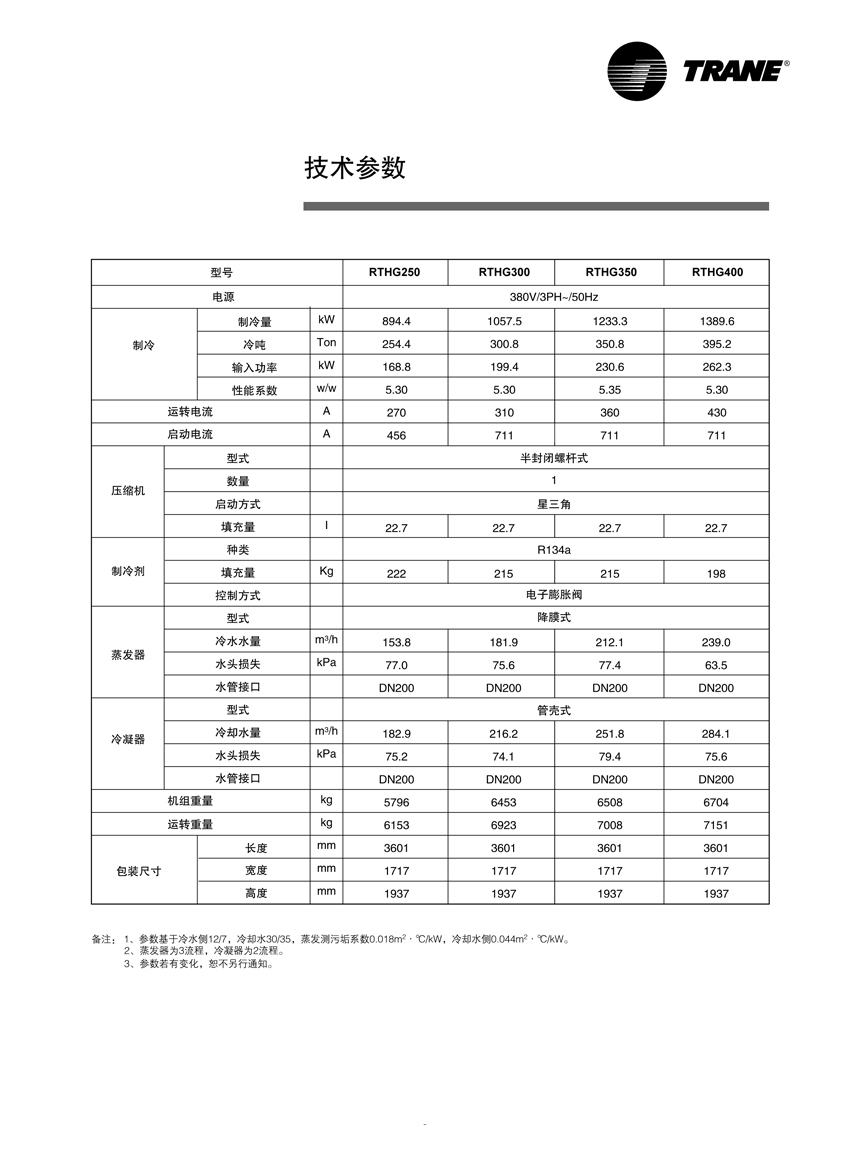 特灵RTHE RTHG水冷螺杆式冷水机组(图3)